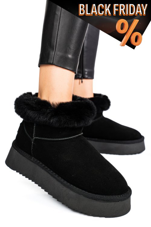 Fekete fordított bőr csizma ss7hcw421p12