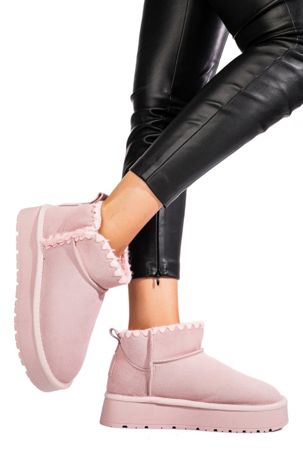 Rózsaszín fordított bőr csizma ss7hcw421p19