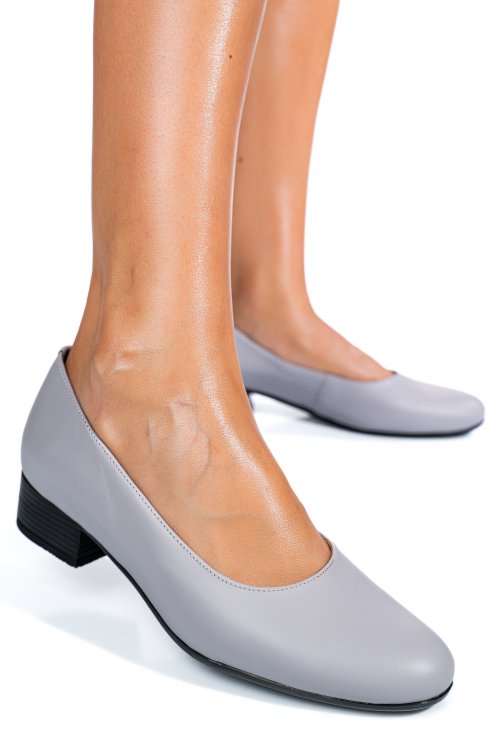 Szürke természetes bőr magassarkú cipők 2s7h040