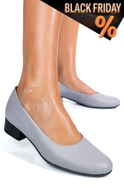 Szürke természetes bőr magassarkú cipők 2s7h040