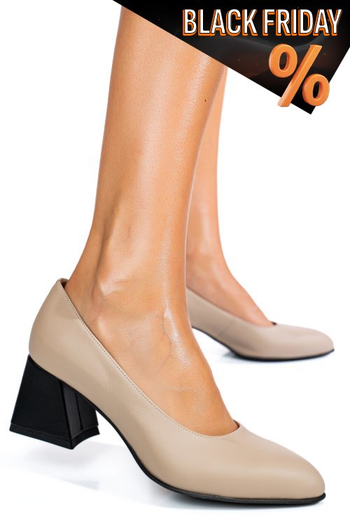 Bézs természetes bőr magassarkú cipők 5s7h006