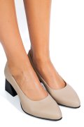 Bézs természetes bőr magassarkú cipők 5s7h006