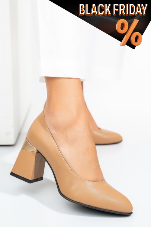 Bézs természetes bőr magassarkú cipők 5s7h005