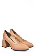 Bézs természetes bőr magassarkú cipők 5s7h005