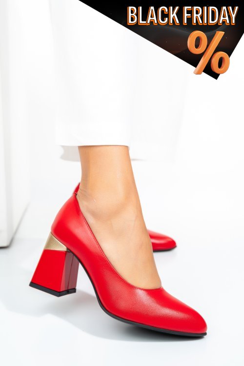 Piros természetes bőr magassarkú cipők 5s7h005