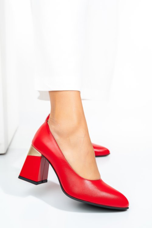 Piros természetes bőr magassarkú cipők 5s7h005