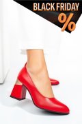 Piros természetes bőr magassarkú cipők 5s7h005