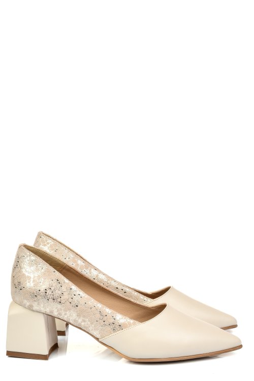 Bézs természetes bőr magassarkú cipők 5s7h460