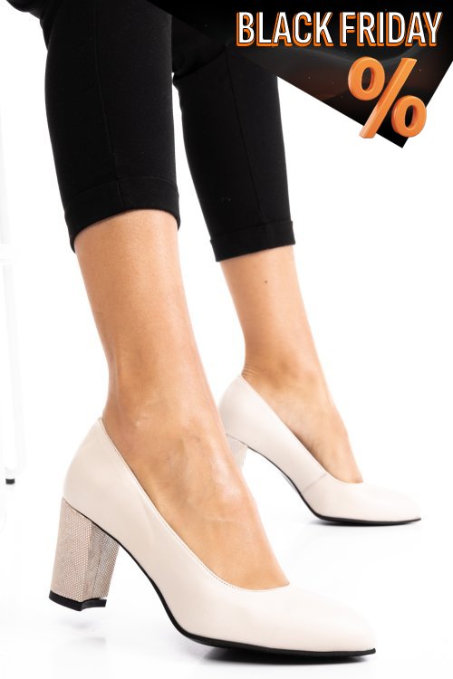 Bézs természetes bőr magassarkú cipők 3s7h015