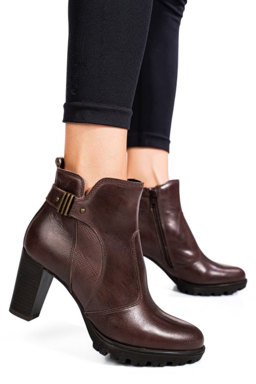 Barna természetes bőr bokacsizma 5s7h0132029