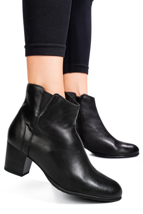 Fekete természetes bőr bokacsizma 5s7h3132012