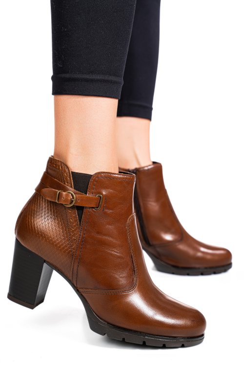 Barna természetes bőr bokacsizma 5s7h0132030