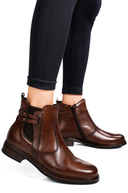 Barna természetes bőr bokacsizma 5s7h3130001