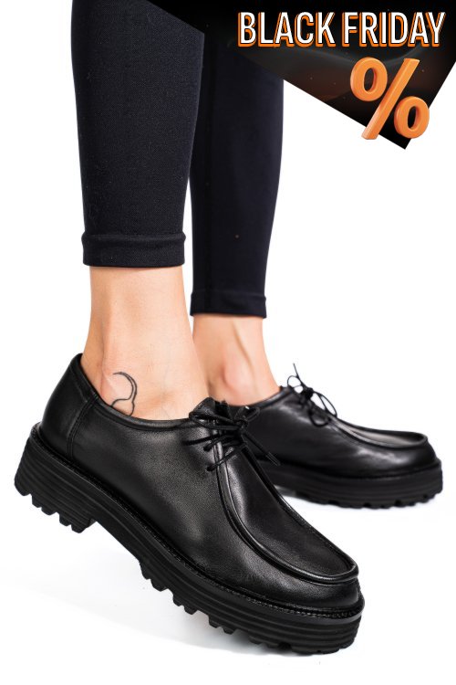 Fekete természetes bőr női lapos cipők ts7him6720