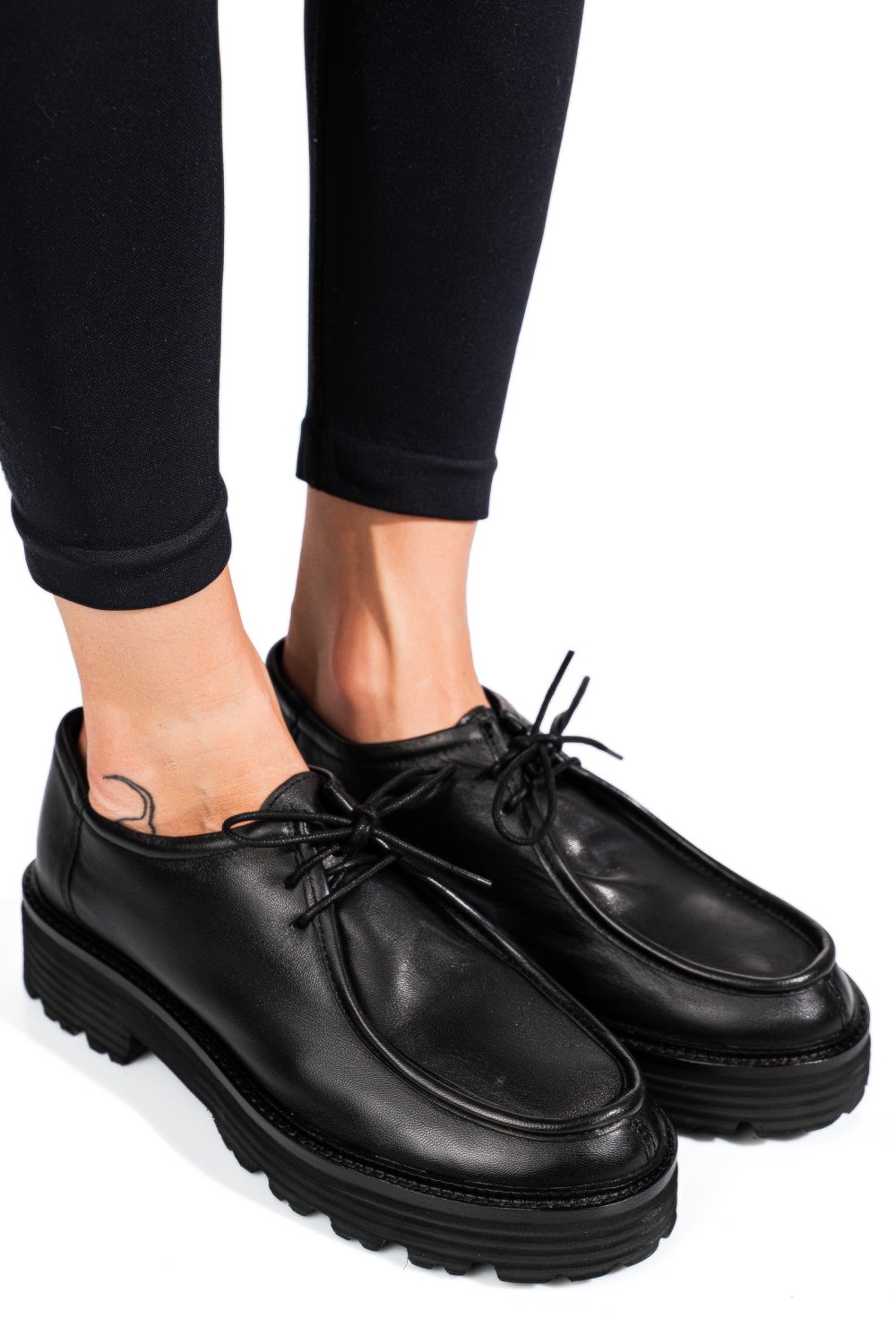 Fekete természetes bőr női lapos cipők ts7him6720