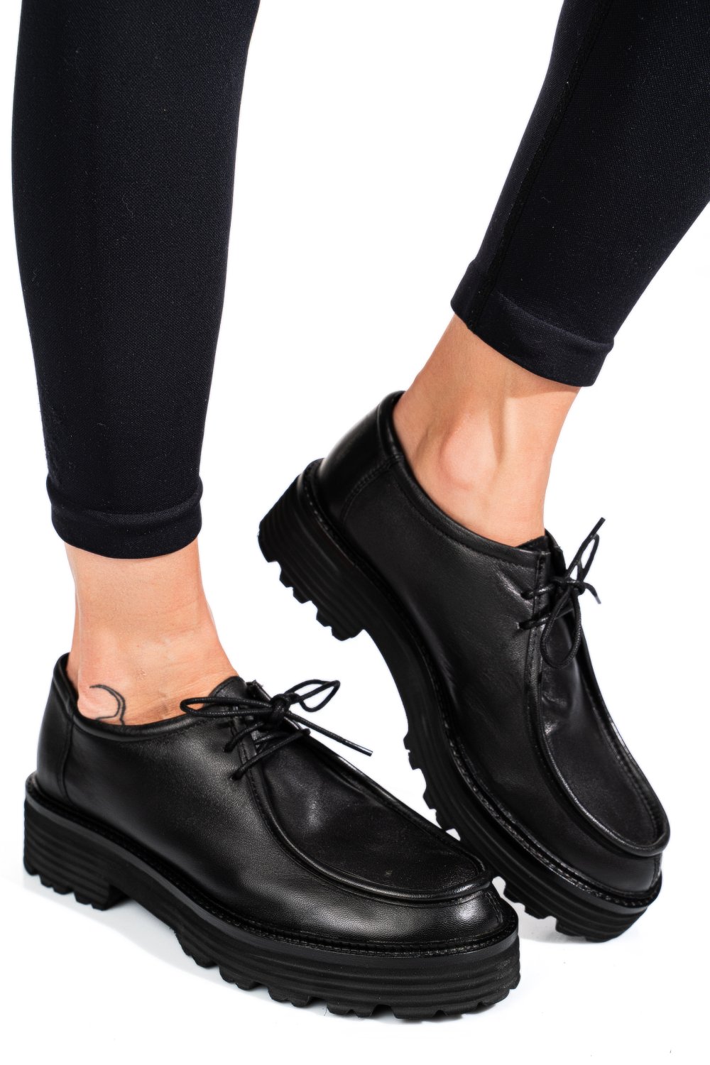 Fekete természetes bőr női lapos cipők ts7him6720