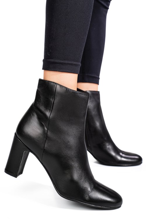 Fekete természetes bőr bokacsizma 5s7h0132042