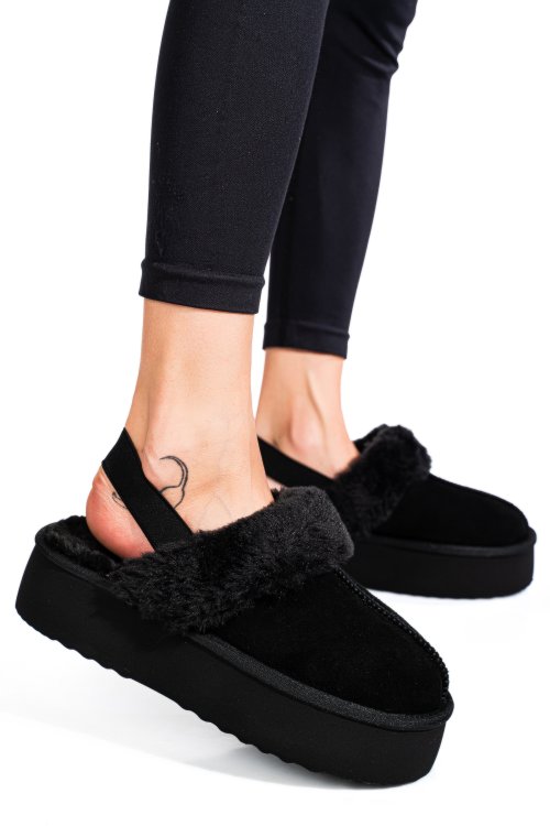 Fekete fordított bőr papucs 1s7h255