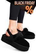 Fekete fordított bőr papucs 1s7h255