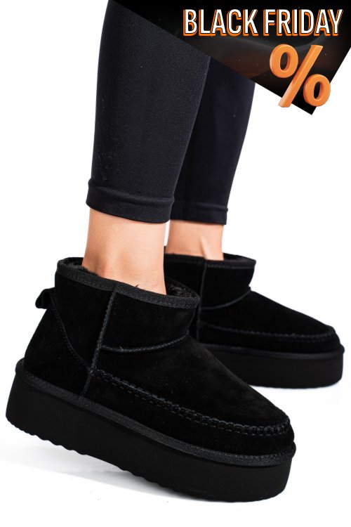 Fekete fordított bőr csizma 1s7h262