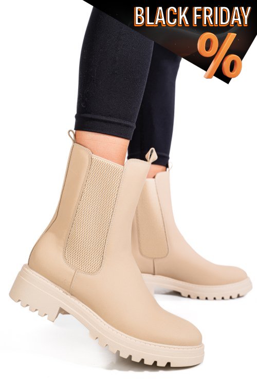 Bézs természetes bőr bakancs 5s7h2132406