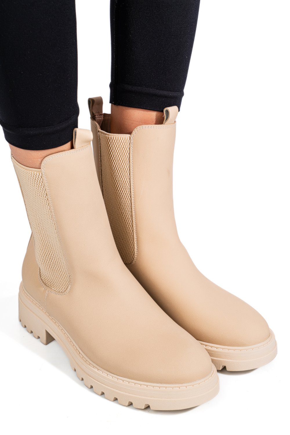 Bézs természetes bőr bakancs 5s7h2132406