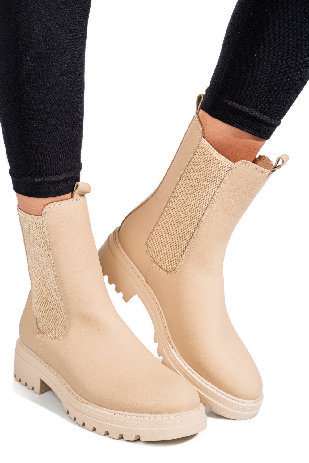 Bézs természetes bőr bakancs 5s7h2132406