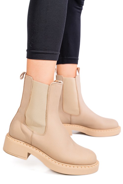 Bézs természetes bőr bakancs 5s7h2130134