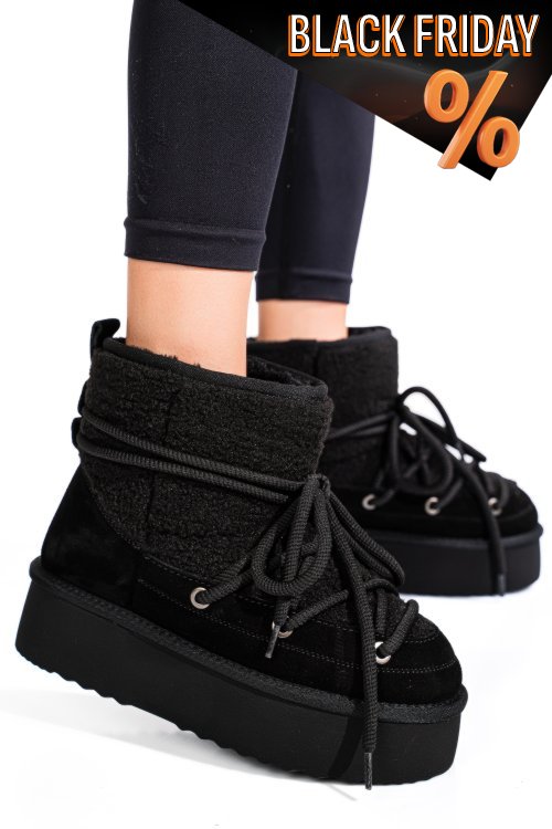 Fekete fordított bőr csizma 1s7h265