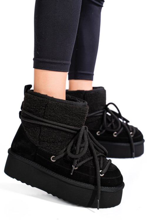 Fekete fordított bőr csizma 1s7h265