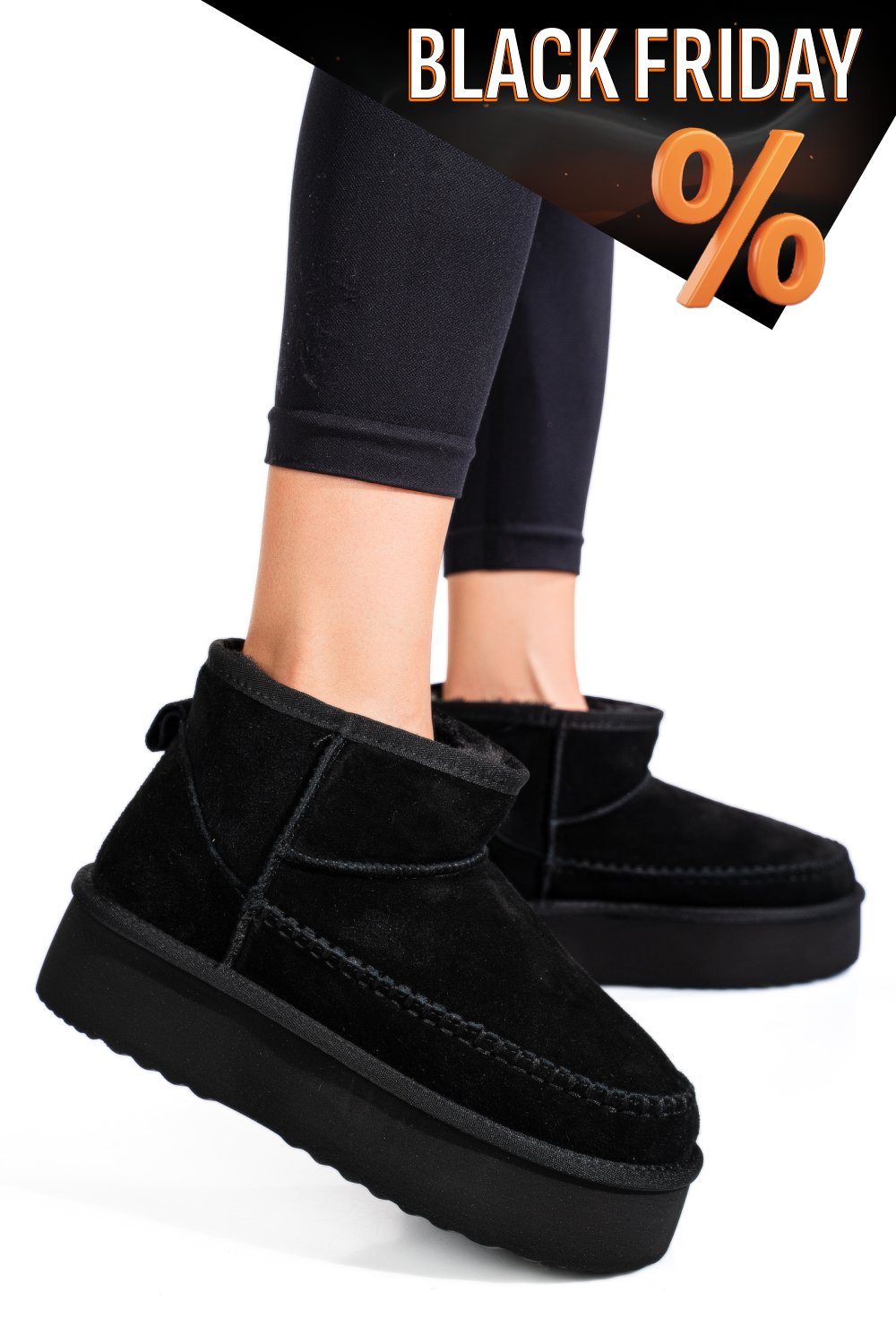 Fekete fordított bőr csizma 1s7h262