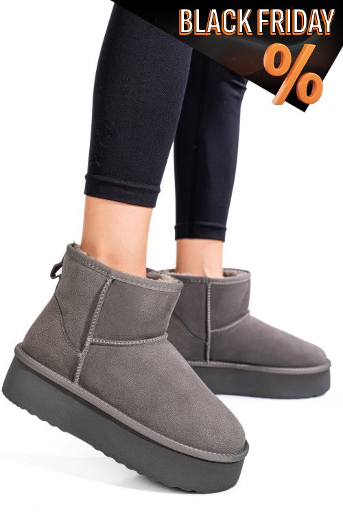 Szürke fordított bőr csizma 1s7h251