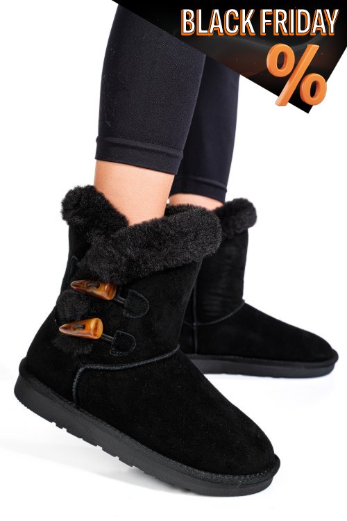 Fekete fordított bőr csizma 1s7h229