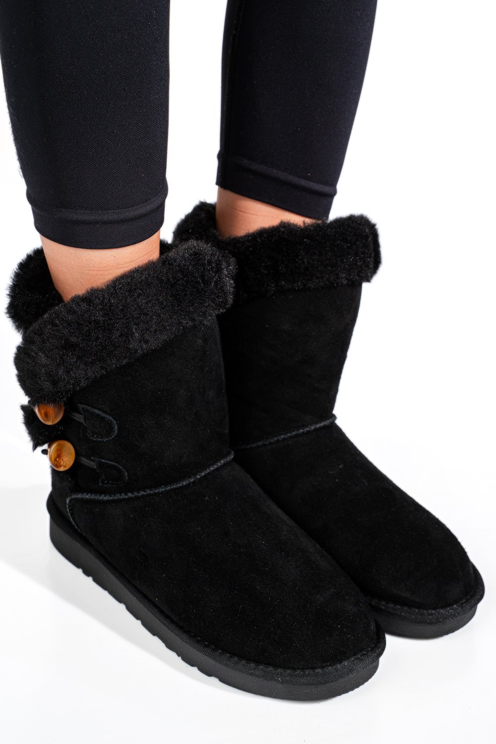 Fekete fordított bőr csizma 1s7h229