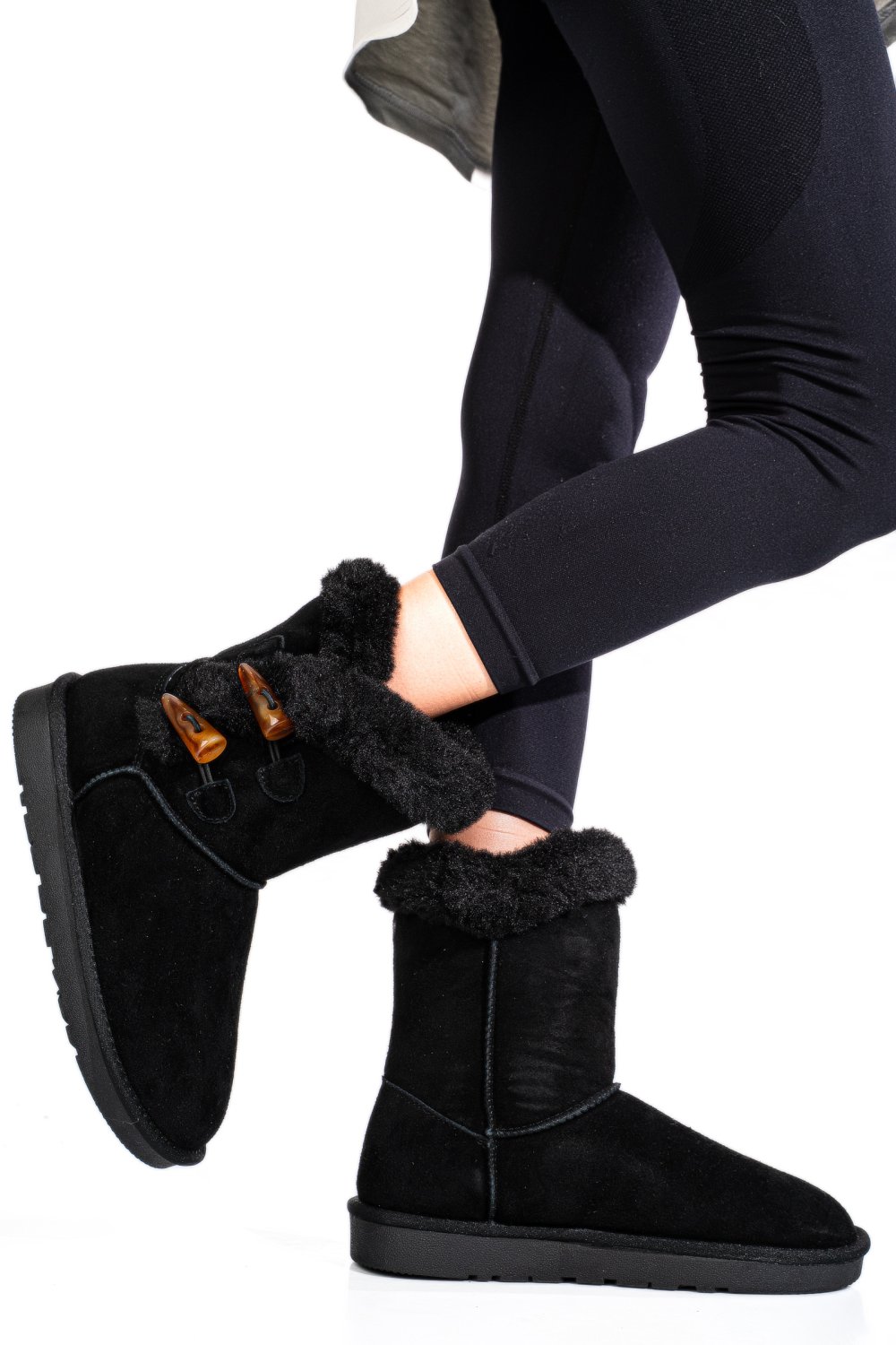 Fekete fordított bőr csizma 1s7h229