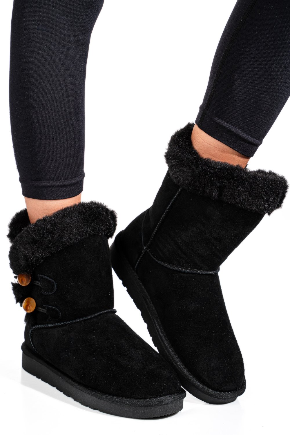 Fekete fordított bőr csizma 1s7h229