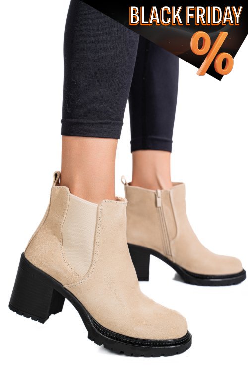 Bézs fordított bőr bokacsizma 3s7h56