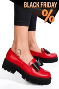 Piros természetes bőr női lapos cipők 2s7h115