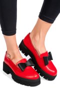 Piros természetes bőr női lapos cipők 2s7h115