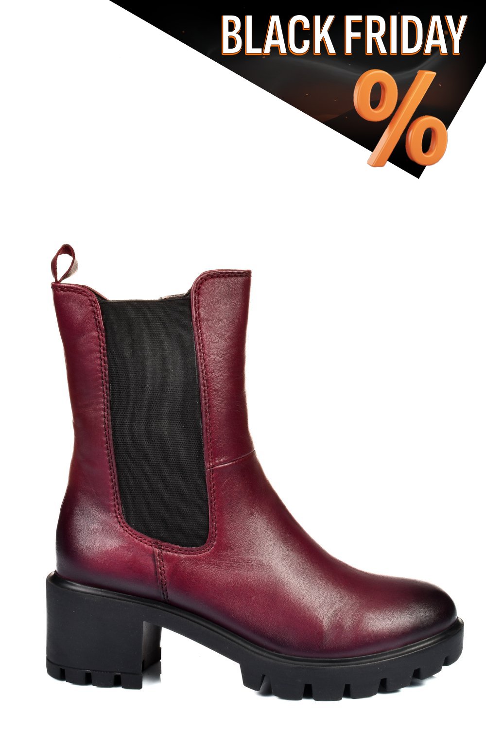 Bordó természetes bőr bokacsizma 8s7h799