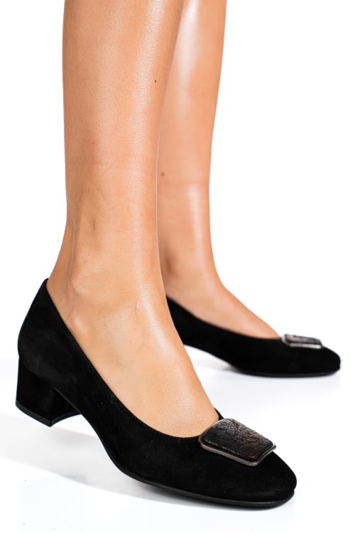 Fekete fordított bőr magassarkú cipők 5s7h300b