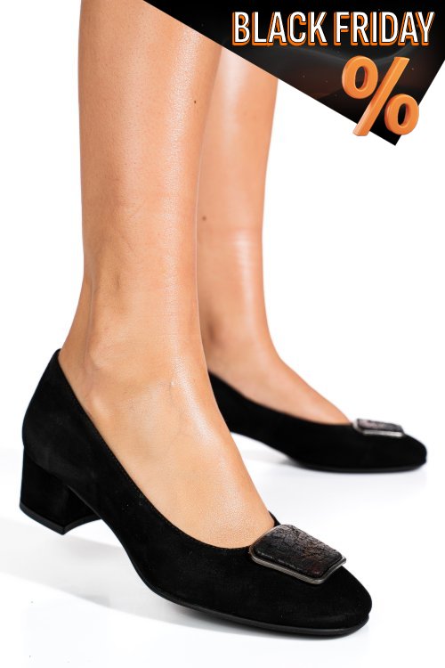 Fekete fordított bőr magassarkú cipők 5s7h300b
