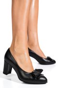 Fekete természetes bőr magassarkú cipők 5s7h010