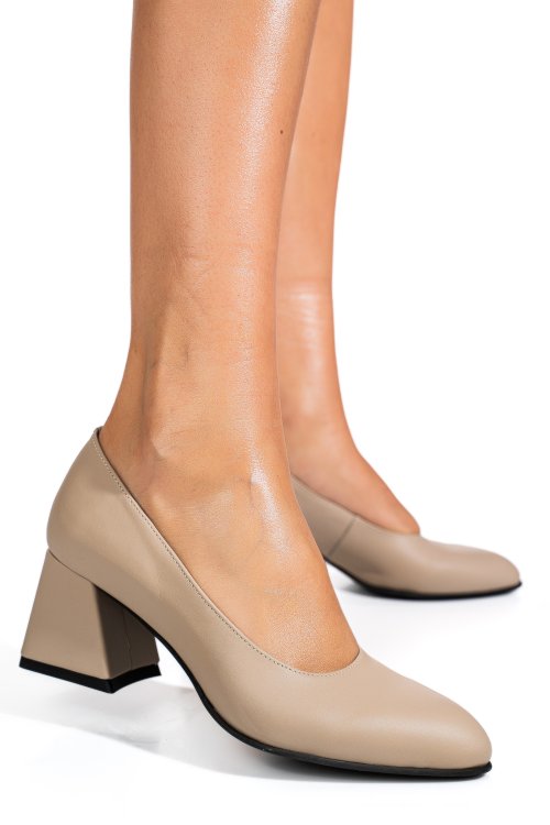 Bézs természetes bőr magassarkú cipők 5s7h003