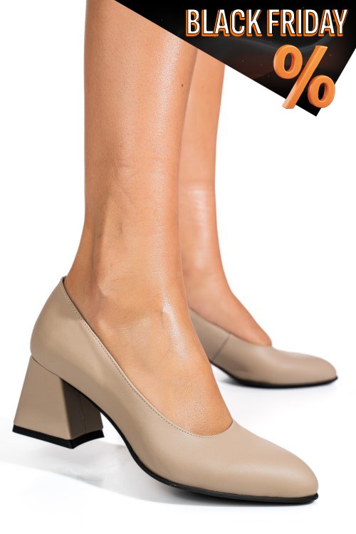 Bézs természetes bőr magassarkú cipők 5s7h003