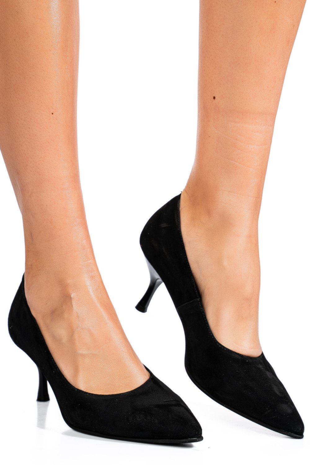 Fekete fordított bőr magassarkú cipők 1s7h655