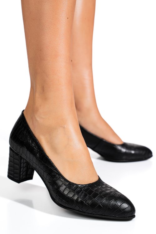 Fekete természetes bőr magassarkú cipők 1s7h500