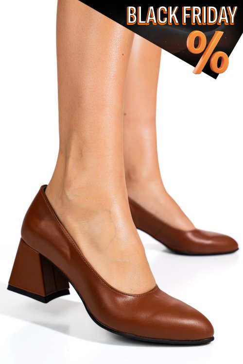 Barna természetes bőr magassarkú cipők 5s7h003