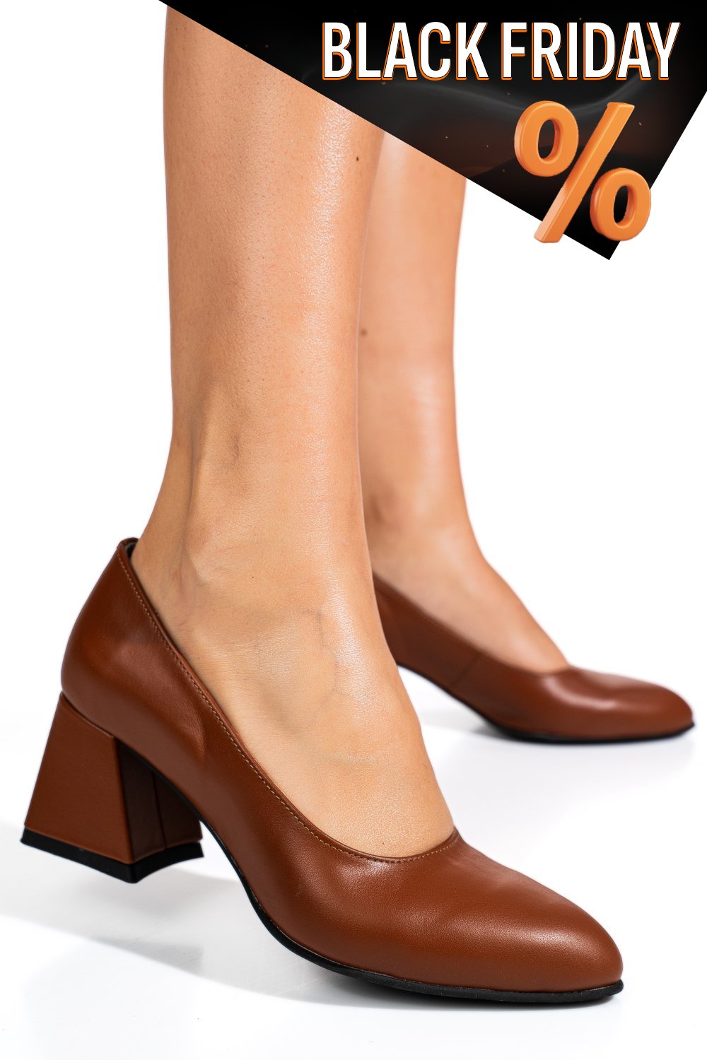 Barna természetes bőr magassarkú cipők 5s7h003