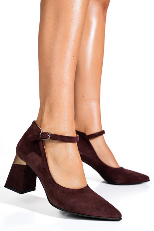 Bordó fordított bőr magassarkú cipők 5s7h709